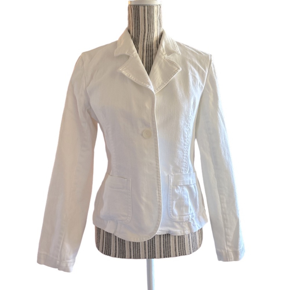Talbots Women’s White Stretch Denim Jacket, Size 4